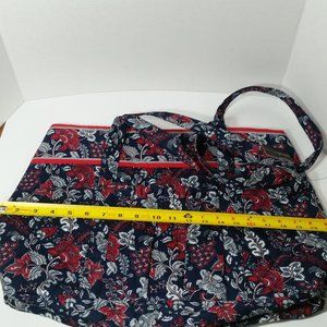 Large Quilted Tote 7 Pockets Red White & Blue Shopping Travel Gym Baby
